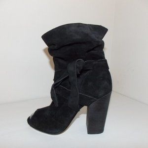 NWOT Nine West black suede open-toed booties